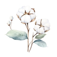 Watercolor cotton flower