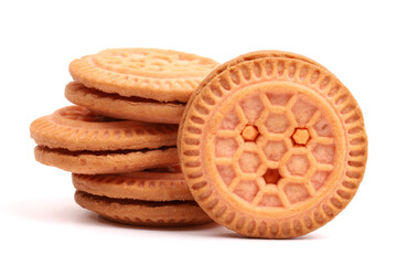 Cream Cookies on white background, new angles 