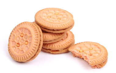 Cream Cookies on white background, new angles 