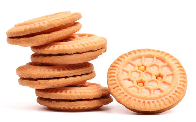 Cream Cookies on white background, new angles 