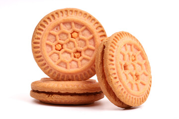 Cream Cookies on white background, new angles 