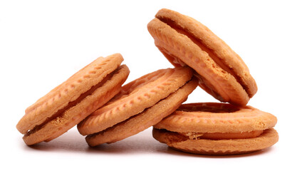 Cream Cookies on white background, new angles 