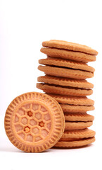 Cream Cookies on white background, new angles 