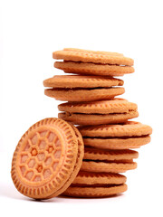 Cream Cookies on white background, new angles 
