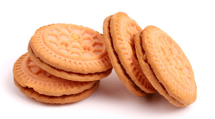Cream Cookies on white background, new angles 