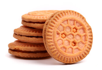 Cream Cookies on white background, new angles 