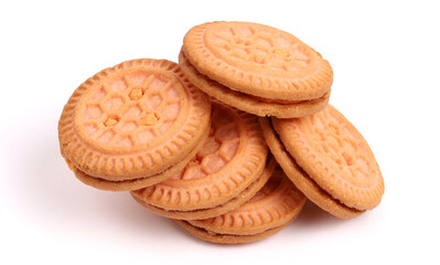 Cream Cookies on white background, new angles 