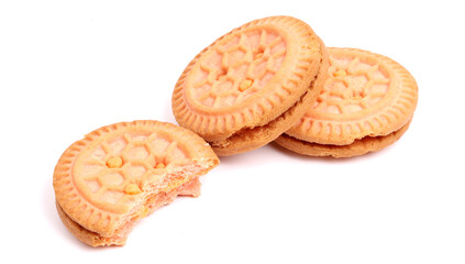 Cream Cookies on white background, new angles 