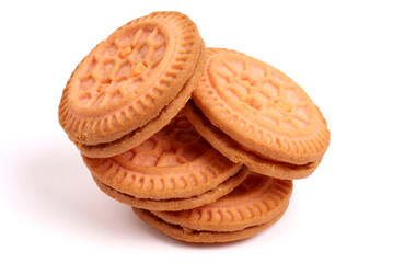 Cream Cookies on white background, new angles 