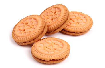 Cream Cookies on white background, new angles 