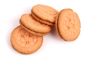 Cream Cookies on white background, new angles 