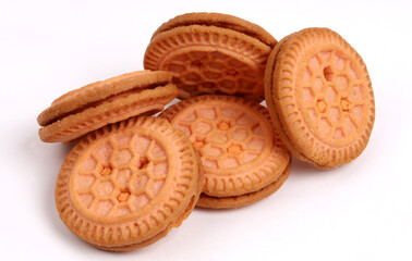 Cream Cookies on white background, new angles 
