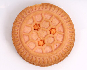 Cream Cookies on white background, new angles 