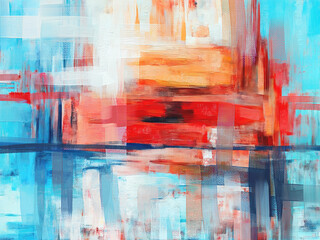 Bright red and blue paint, abstract painting, featuring a unique artistic texture, contemporary artwork