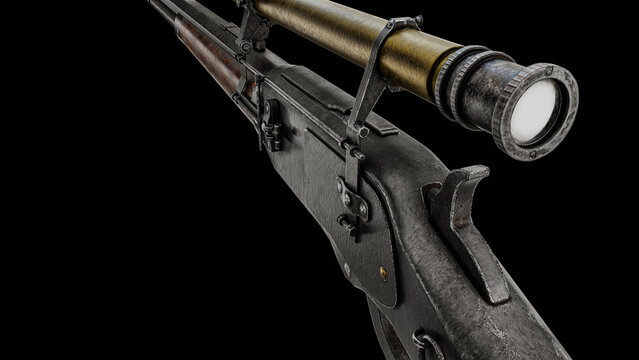 3d render of american rifle. Concept for gun stores.