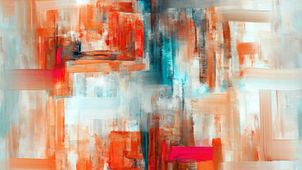 Abstract brush strokes, oil painting on canvas, artistic texture. Brush daubs brutal colored pattern, bright palette
