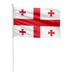 Obraz premium Georgia flag isolated on cutout background. Waving the Georgia flag on a white metal pole.