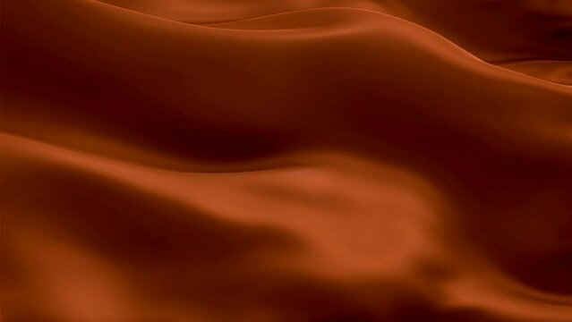 Silk Flag Animation of Copper color background video waving in wind. Realistic Orange red Flag background. Copper color Flag Looping Closeup 1080p Full HD footage. Copper Satin flag

