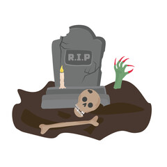 Halloween tombstone vector, Halloween gravestone vector. Scary stone grave vector. Halloween Elements and Objects for Design Projects