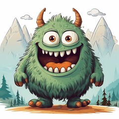 Fototapeta premium monster children's character. Cartoon design element on white background.