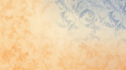 vintage background copy space wallpaper blue and gold floral ornament light soft color, autumn texture in retro style
