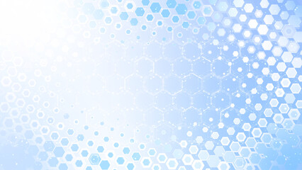Modern light blue background. Technology illustration with hexagonal structures.