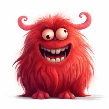 red baby monster on a white background.