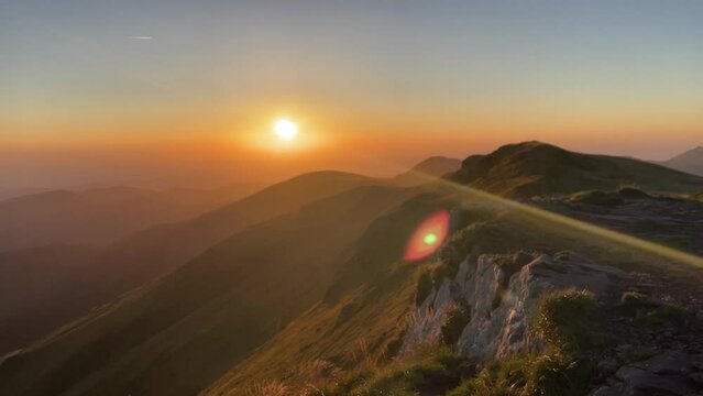 Highest peak of serbia in the early morning dawn sun.
