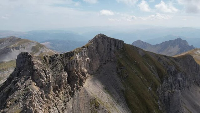 Drone shot of the highest peak of Albania and North Macedonia. Awesome view!