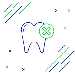 Line Tooth with caries icon isolated on white background. Tooth decay. Colorful outline concept. Vector