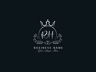 Professional RH Logo Icon, Abstract Rh hr Luxury Signature Logo Letter