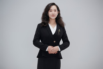 Asian businesswoman in front of a white background