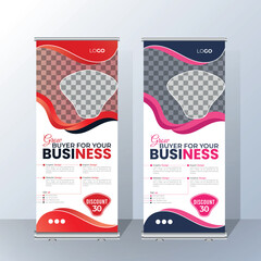 Roll up banner design template, vertical, abstract background, roll up design, modern banner, rectangle size.Business Roll Up Banner stand vector creative design. 