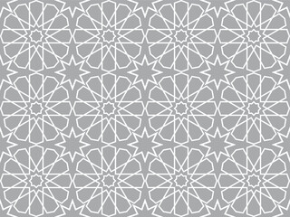 abstract seamless pattern in arabian style. floral arabesque decorative lattice. Islamic gray and white vector pattern. Geometric ornaments based on traditional arabic art. Turkish, Moroccan design.