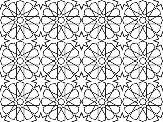 abstract seamless pattern in arabian style. floral arabesque decorative lattice. Islamic black and white vector pattern. Geometric ornaments based on traditional arabic art. Turkish, Moroccan design.