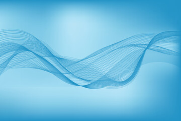 Vector blue color abstract wave design element. Abstract vector background with smooth color wave. Smoke wavy lines