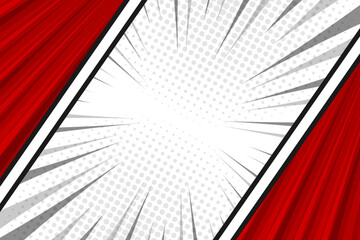 Blank red comic book scene frame background template © Toing