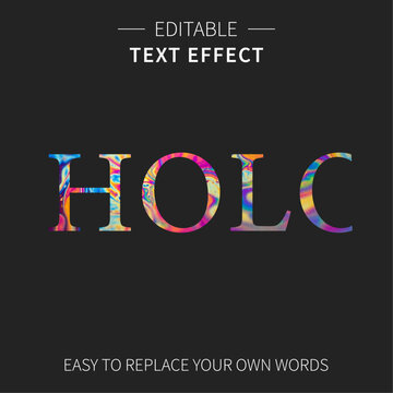 Editable holographic text effect - Holographic Font style Text effect- Easy to replace your own words