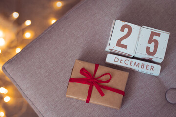 25 december on wooden calendar,christmas time