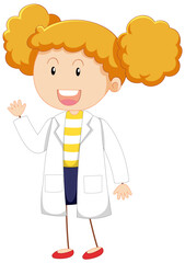 Cute Female Scientist Cartoon Character in Gown