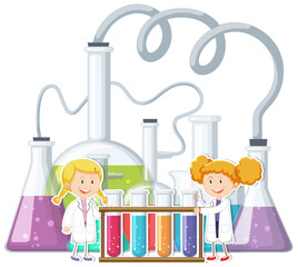 Cute Scientists Cartoon Character in Lab Gown