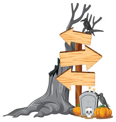 Spooky Graveyard Arrow Directional Sign for Halloween