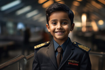 Indian little boy in pilot's uniform