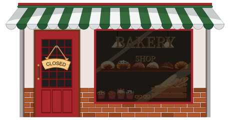 Bakery Shop with Closed Sign in Front of Shop Door