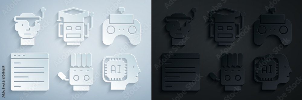 Poster set mechanical robot hand, remote control, computer api interface, humanoid, robot and smart glasses
