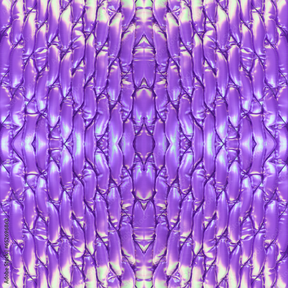 Poster Symmetrical pattern of metallized inflated cylinders. 3d rendering digital illustration