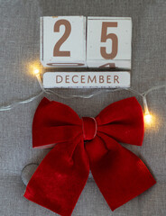 25 december on wooden calendar,christmas time