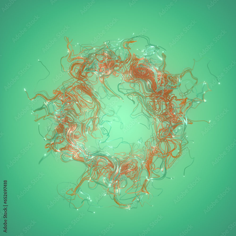 Poster Intricate pattern of thin lines forming an abstract three-dimensional shape. 3d rendering digital illustration