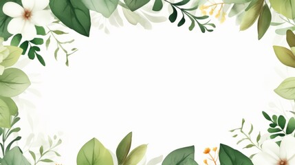 Hand painted foliage pattern, seamless floral print with green leaves, watercolor illustration Collection isolated white background suitable for Wedding Invitation, wallpapers, textile or cover