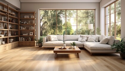 living room with oak floor